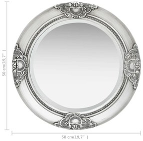 Espelho de parede estilo barroco 50 cm prateado