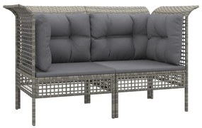 6 pcs conjunto lounge de jardim c/ almofadões vime PE cinzento