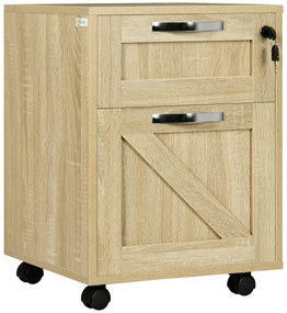 Vinsetto Bloco de Gavetas para Escritório com 2 Gavetas Rodas Móvel para Arquivos com Fechadura e Suporte para Pastas Suspensas 41x42x56 cm Madeira