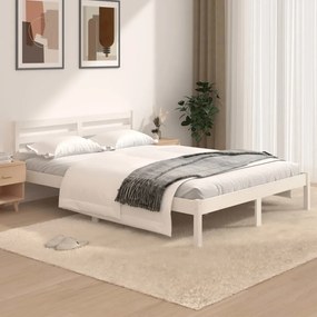 Estrutura de cama pequena casal 120x190 cm pinho maciço branco