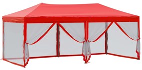 Tenda para festas dobrável com paredes laterais 3x6 m vermelho