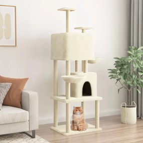 vidaXL Árvore para gatos c/ postes arranhadores sisal 180 cm cor creme