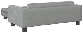 Sofá infantil com apoio de pés 100x50x30 cm veludo cinza-claro