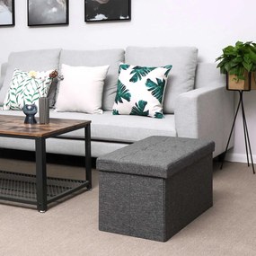 Banco arrumação com tampa articulada 76 x 38 x 38 cm cinzento escuro