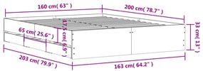 Estrutura de cama c/ gavetas derivados madeira carvalho fumado