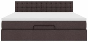 Estrutura de cama otomana com colchão 180x200cm castanho escuro