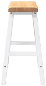 Bancos de bar 2 pcs madeira de seringueira maciça branco