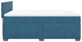 Cama com molas/colchão 160x200 cm veludo azul