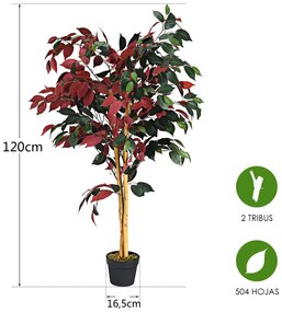 Planta de Ficus Artificial Decorativa com Cimento para Sala de Espera do Escritório em Casa 120 cm