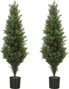 HOMCOM Conjunto de 2 Plantas Artificiais de Cipreste 90 cm para Interior e Exterior com Vaso, 564 Folhas, Casa, Escritório, Jardim, Verde | Aosom Portugal