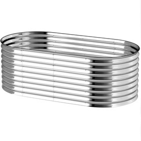 Floreira de horta elevada, resistente à ferrugem, em aço galvanizado, 160 x 80 x 56 cm, prateada