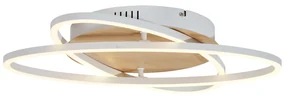 Plafon Branco com Madeira Incl. LED Regulável em 3 Níveis 2-Luzes - Kane Moderno