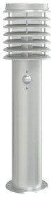 Candeeiro de chão p/ exterior c/ sensor 60cm aço inox. prateado