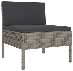 Conjunto Lounge Labak de Jardim em Vime Cinzento - 2 Sofás, 1 Poltrona