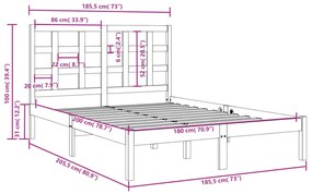 Estrutura de cama super king 180x200 cm madeira maciça branco