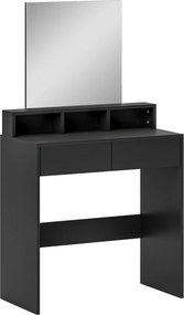 HOMCOM Toucador de Maquilhagem com Espelho Toucador com 2 Gavetas 3 Compartimentos Toucador para Dormitório 75x38x135 cm Preto | Aosom Portugal