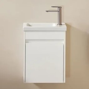Conjunto De Móvel De Casa De Banho Em Madeira Com Lavatório Integrado Narek Branco & Sem Espelho & Cinzento Escovado ↑20 - Sklum