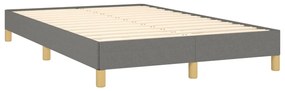 Cama box spring c/ colchão e LED 120x190 cm tecido cinza-escuro