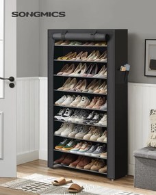 Sapateira para sapatos em tecido, 28 x 84 x 160 cm, preta