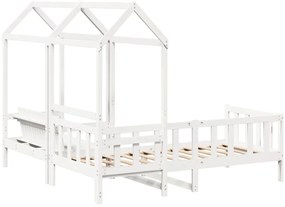 Conj. sofá-cama e banco c/ telhado 90x190cm pinho maciço branco