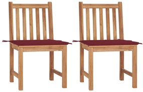 Cadeiras de jardim c/ almofadões 2 pcs madeira de teca maciça