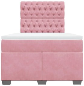 Cama boxspring com colchão 120x200 cm veludo rosa