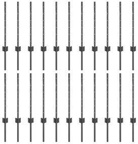 Postes de Cerca 22 pcs Cinzeto 50 x 0.6 m Aço