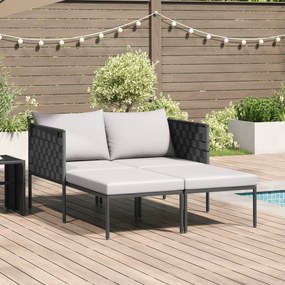 Espreguiçadeira vidaXL com Almofadas para 2 Pessoas Cinza 115x153x69,5 cm Aço