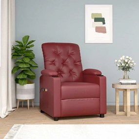 vidaXL Poltrona massagens elevatória couro artificial vermelho tinto