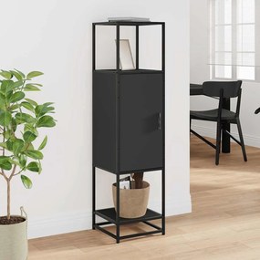 Armário alto 35,5x35x139 cm derivados madeira e metal preto