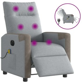 Poltrona de massagens reclinável elétrica tecido cinzento-claro