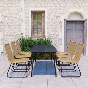 vidaXL 7 pcs conjunto de jantar para exterior vime PE e vidro
