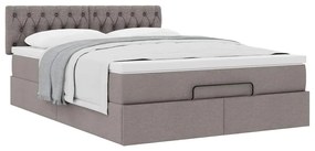 Cama otomana com colchão 140x200 cm tecido cinza