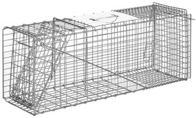 Outsunny Armadilha para Animais Vivos Dobrável 81x26x34,5 cm Gaiola de Captura com Porta e Alça para Coelhos Roedores Prata | Aosom Portugal