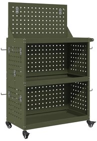Carro de Ferramentas Verde-oliva 65 x 35 x 111 cm Metal