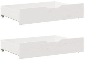 Estrutura de cama com gavetas 140x190 cm pinho maciço branco