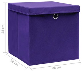 Caixas de arrumação com tampas 4 pcs 28x28x28 cm roxo
