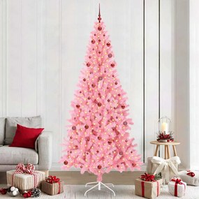 vidaXL Árvore de Natal com 300 LEDs com suporte Rosa 240 cm PVC