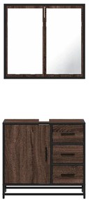 2 pcs conj. móveis WC derivados madeira cor carvalho castanho