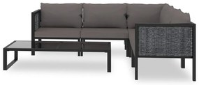 6 pcs conjunto lounge de jardim c/ almofadões vime PE antracite