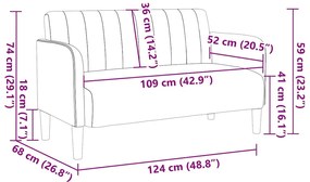 Sofá-luvas 109 cm veludo cinzento-claro