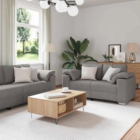 Conjunto de Sofá 2 Peças com Almofadas em Tecido Taupe
