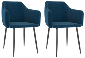 vidaXL Cadeiras de jantar 2 pcs veludo azul