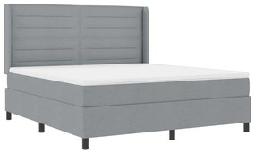 Cama Box com Colchão Cinza Claro 180x200 cm em Tecido