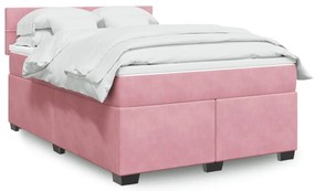vidaXL Cama com molas/colchão 140x200 cm veludo rosa-escuro