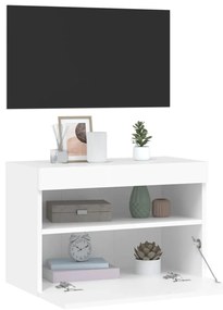 Móvel de parede para TV com luzes LED 60x30x40 cm branco