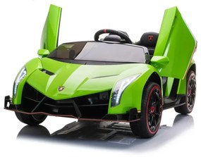 Carro elétrico para Crianças Lamborghini Veneno 12V 4x4 Rodas Espuma, assento couro ecológico EVA Verde