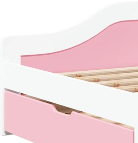 Sofá-cama com 2 gavetas sem colchão 90x200 cm IRUN branco&amp;rosa
