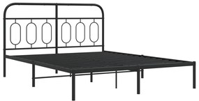 Estrutura de cama com cabeceira 140x200 cm metal preto