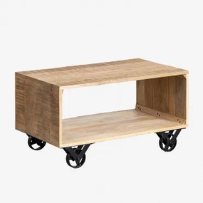 Mesa de centro em madeira de manga com rodas Olson ↔︎ - Sklum